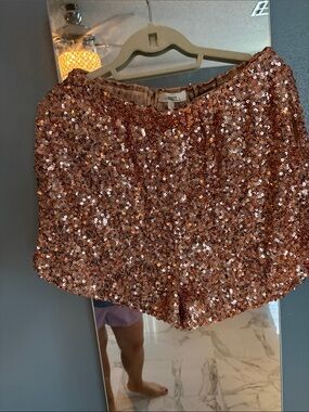 entro Rose Gold Sequin Shorts